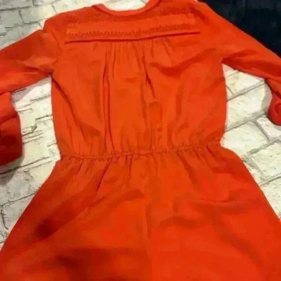 Women’s Sam Edelman Orange Coral Long Sleeve Button Up Romper Size Small - Picture 5 of 5